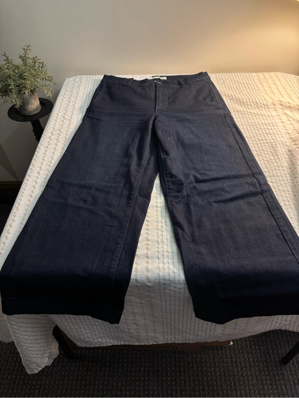 Ella Moss Navy Cropped Wide-Leg Jeans